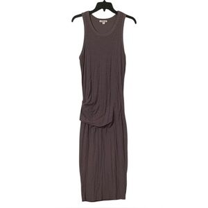 James Perse Women's Gray Black Striped Side Ruched Maxi Bodycon Dress Size 3 (L)